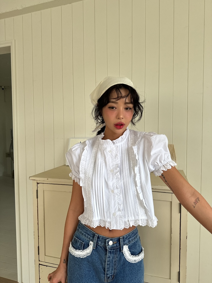 JKICHI韓國直郵東大門代購女裝新品真品人氣推薦襯衫蕾絲衫EDIT襯衫/蕾絲衫