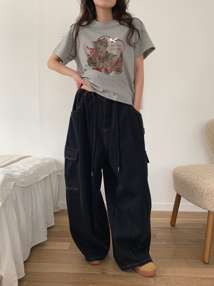 JKICHI韓國直郵東大門實拍女裝新款24春夏真品休閑時尚T恤EDITT恤圖色2