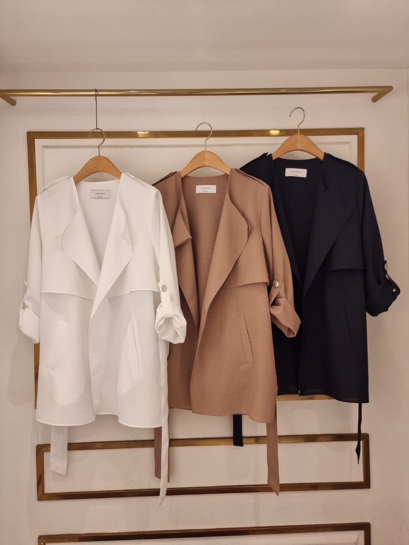 LAUNDRY韓國直郵東大門實拍女裝新款推薦時尚職業長款風衣腰帶LAUNDRY長款風衣