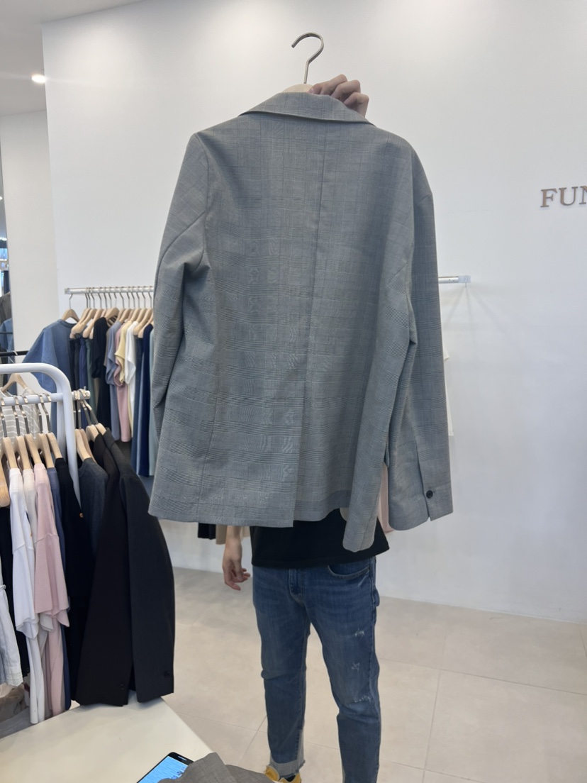 FUNNY POWDER直郵韓國代購女裝新品時尚真品休閑熱賣夾克格紋THE FUNNY夾克