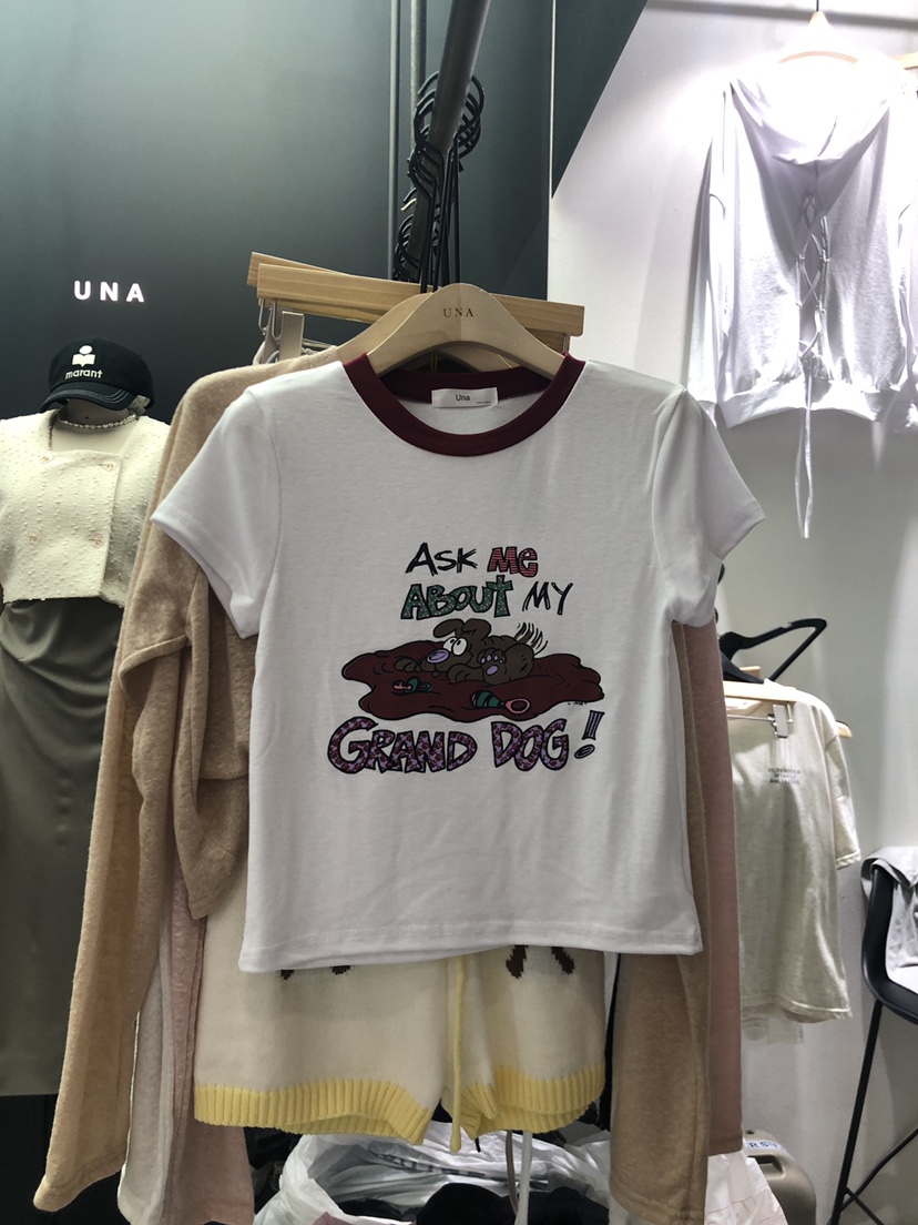 UNA韓國直郵女裝新品休閑熱賣推薦人氣24春夏時尚真品T恤THEMAY/UNAT恤圖色3