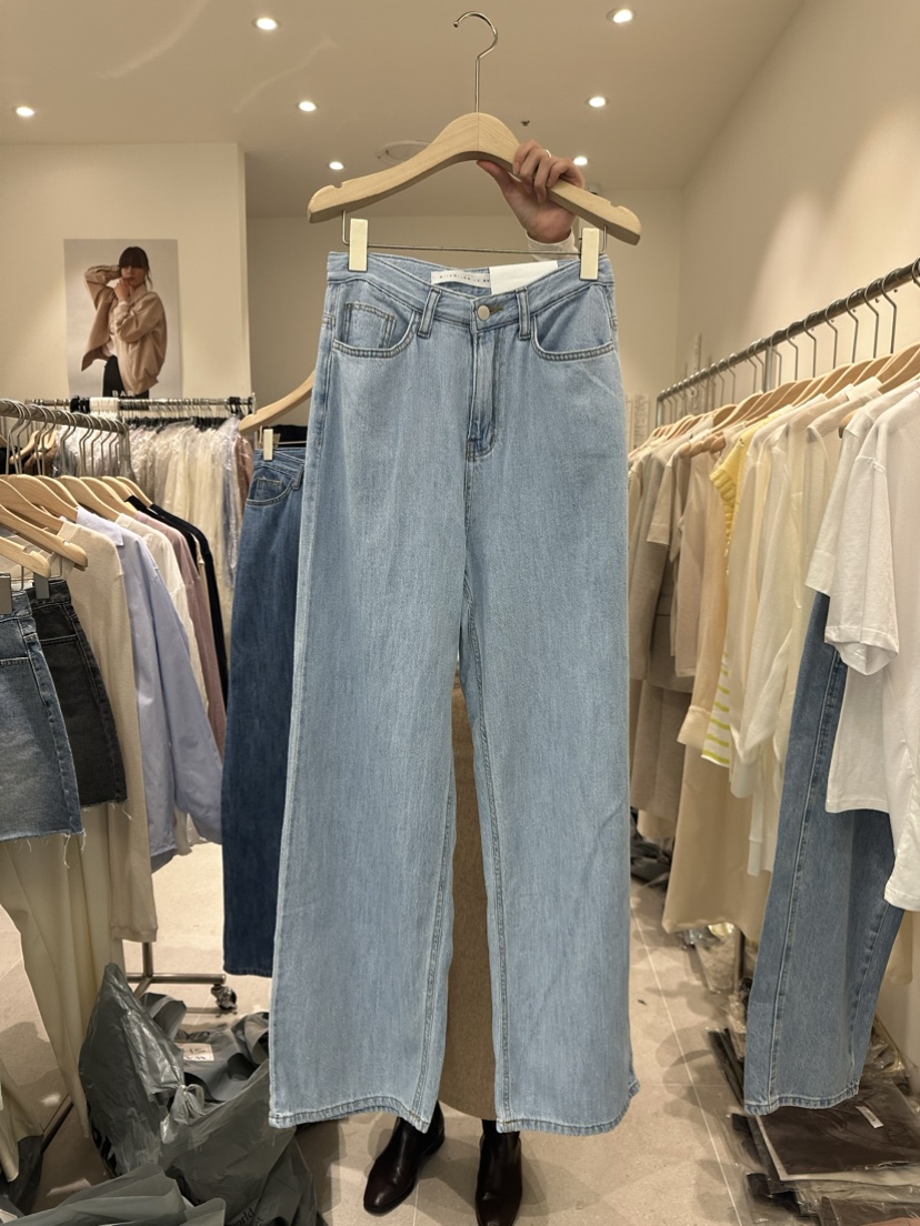 WATERBAR韓國直郵女裝新品24春夏熱賣真品時尚牛仔褲牛仔布RIBBON牛仔褲