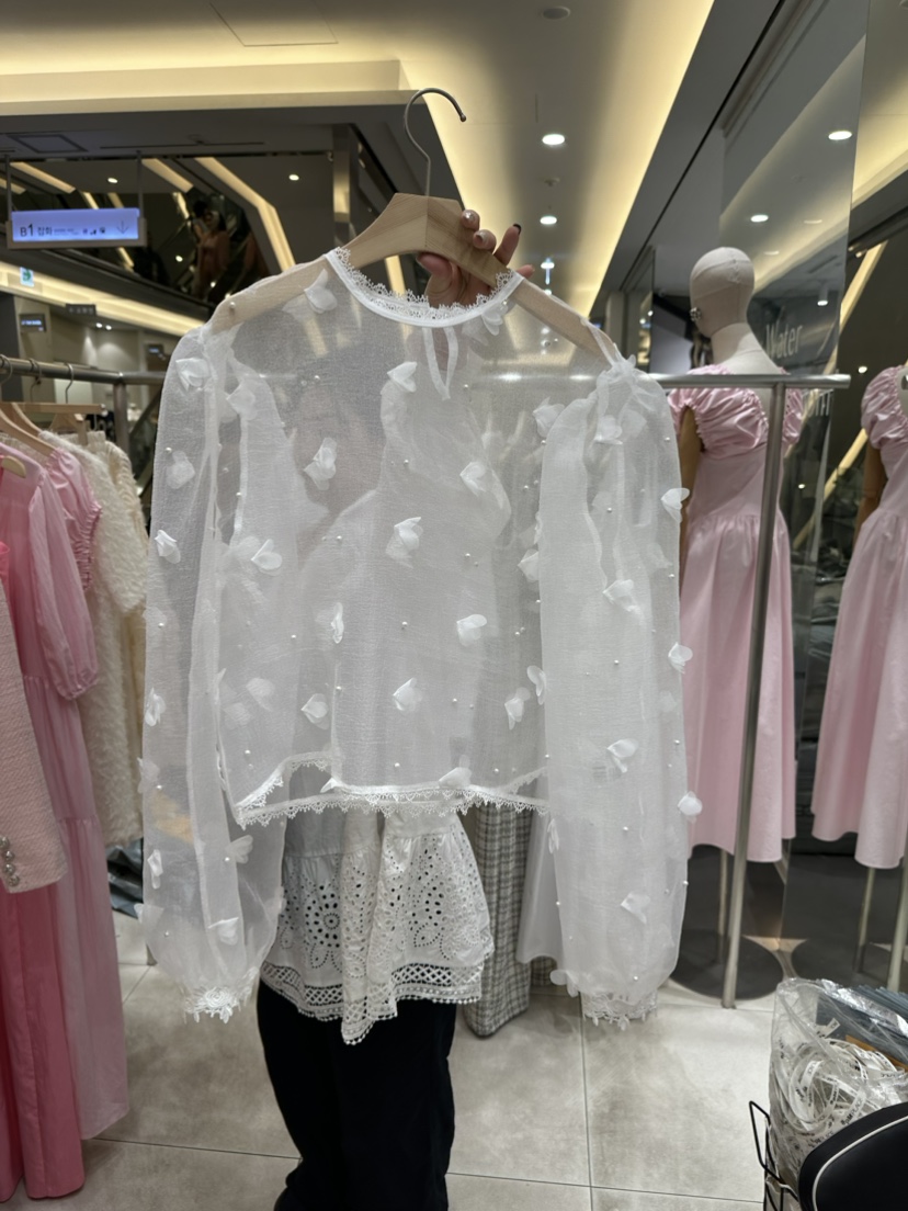 X PARTY韓國直郵女裝新品推薦職業真品24春夏襯衫蕾絲衫XPARTY襯衫/蕾絲衫