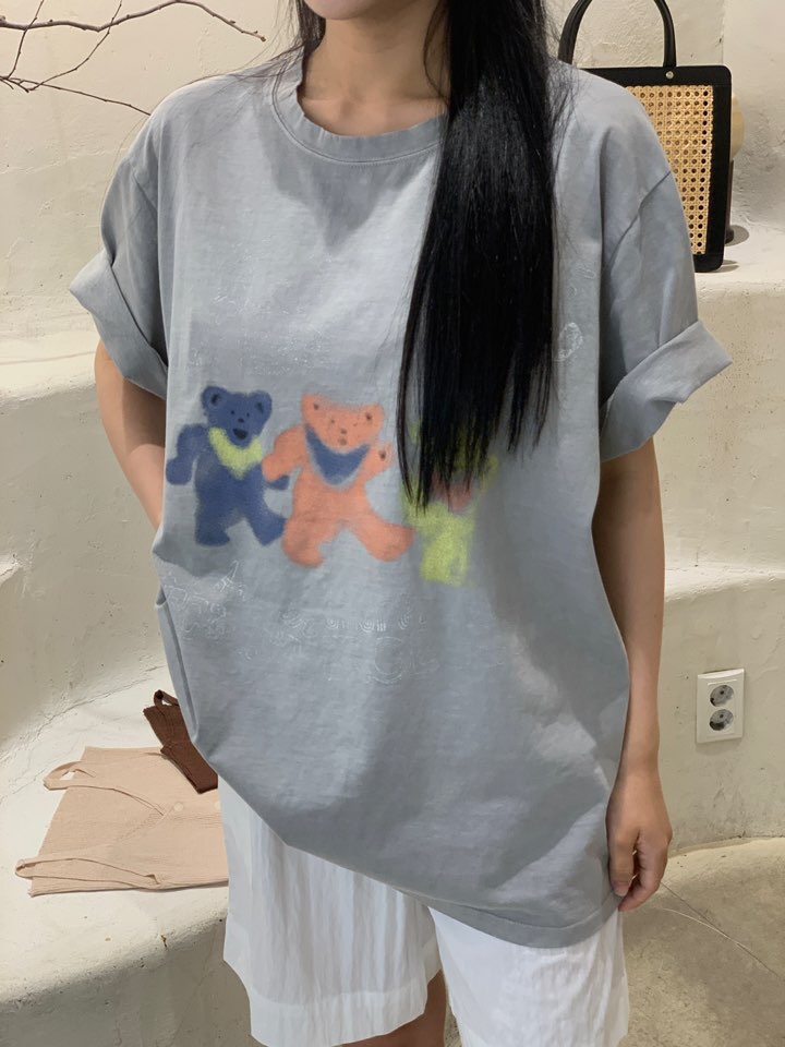 LA_TERRE韓國直郵東大門代購女裝新品人氣推薦職業真品T恤小熊LA_TERRET恤
