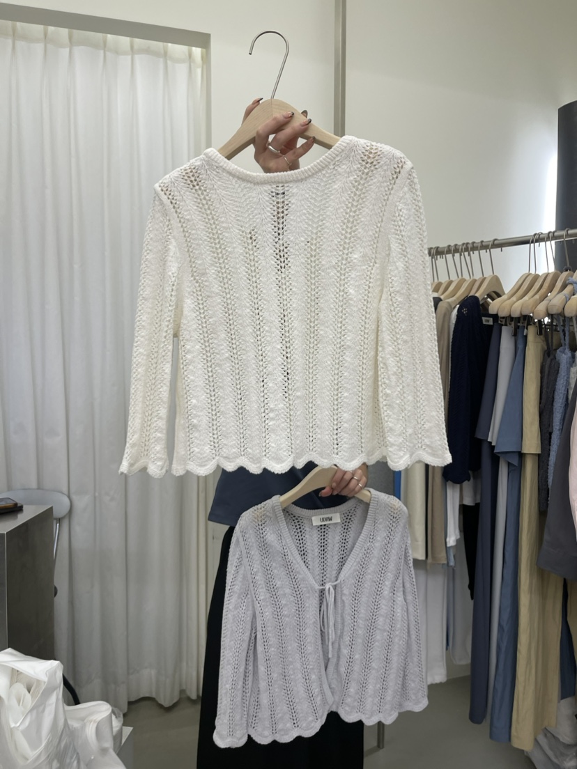 UNDERROW韓國直郵東大門代購女裝新品真品針織衫開襟衫蕾絲RECOVER/MOMENT針織衫