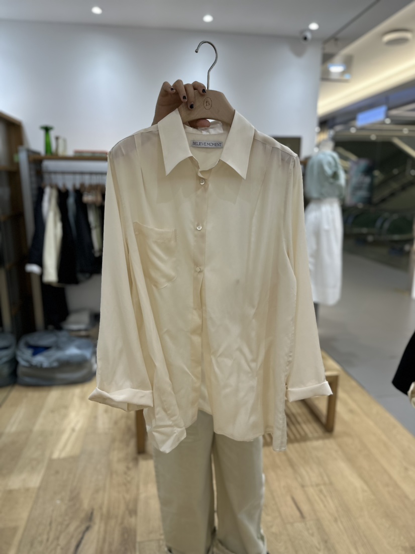 BELIEVE MOMENT韓國直郵女裝新品24春夏時尚襯衫蕾絲衫口袋RENDER襯衫/蕾絲衫
