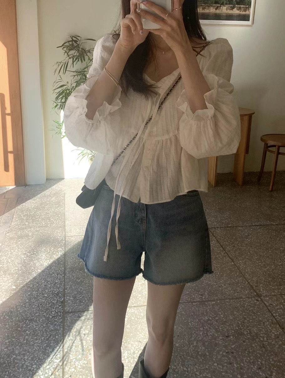 BUNNYFLOWER2韓國直郵女裝新品真品人氣推薦時尚襯衫蕾絲衫BUNNYFLOWER2襯衫/蕾絲衫圖色1