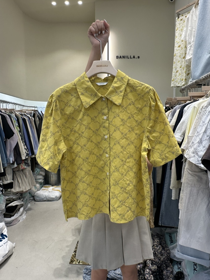 BANILLA.B韓國直郵東大門代購女裝新款職業24春夏襯衫蕾絲衫STAINLESS襯衫/蕾絲衫圖色2