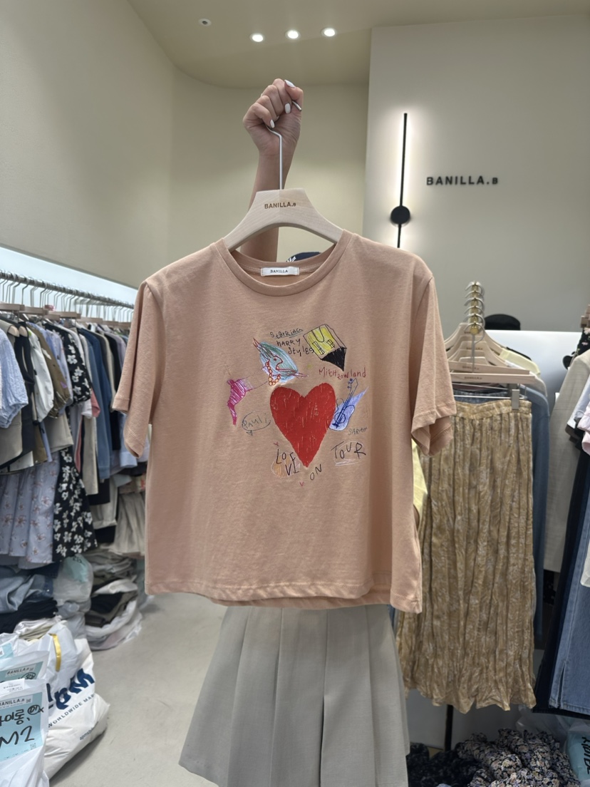 BANILLA.B直郵韓國代購女裝新品職業推薦真品人氣熱賣24春夏T恤STAINLESST恤圖色2