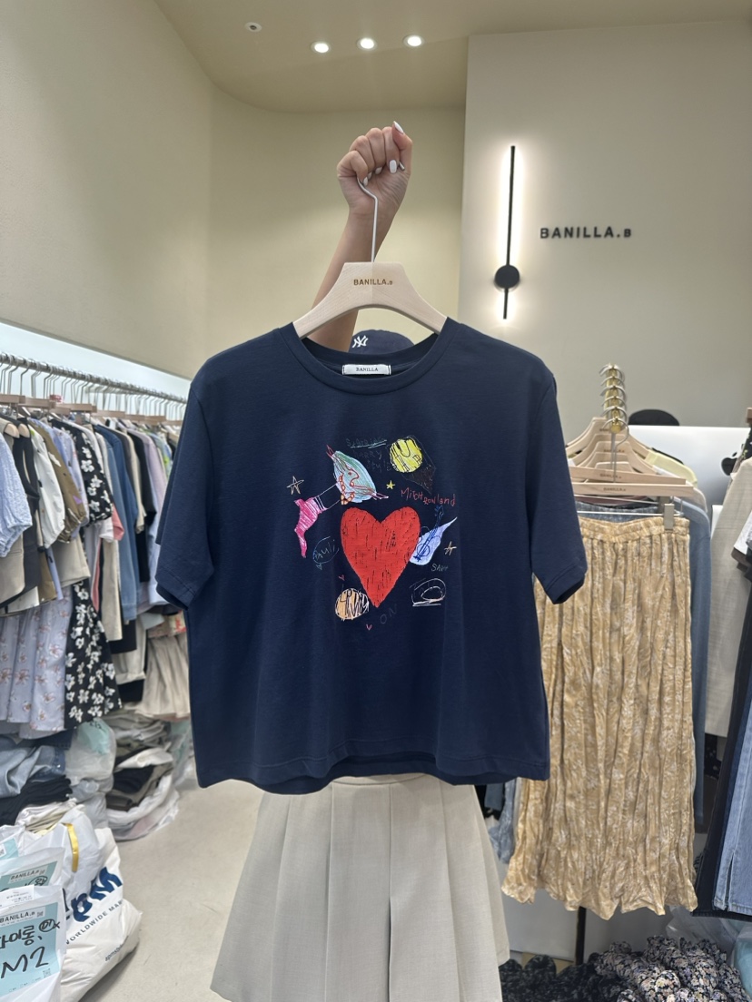 BANILLA.B直郵韓國代購女裝新品職業推薦真品人氣熱賣24春夏T恤STAINLESST恤圖色4