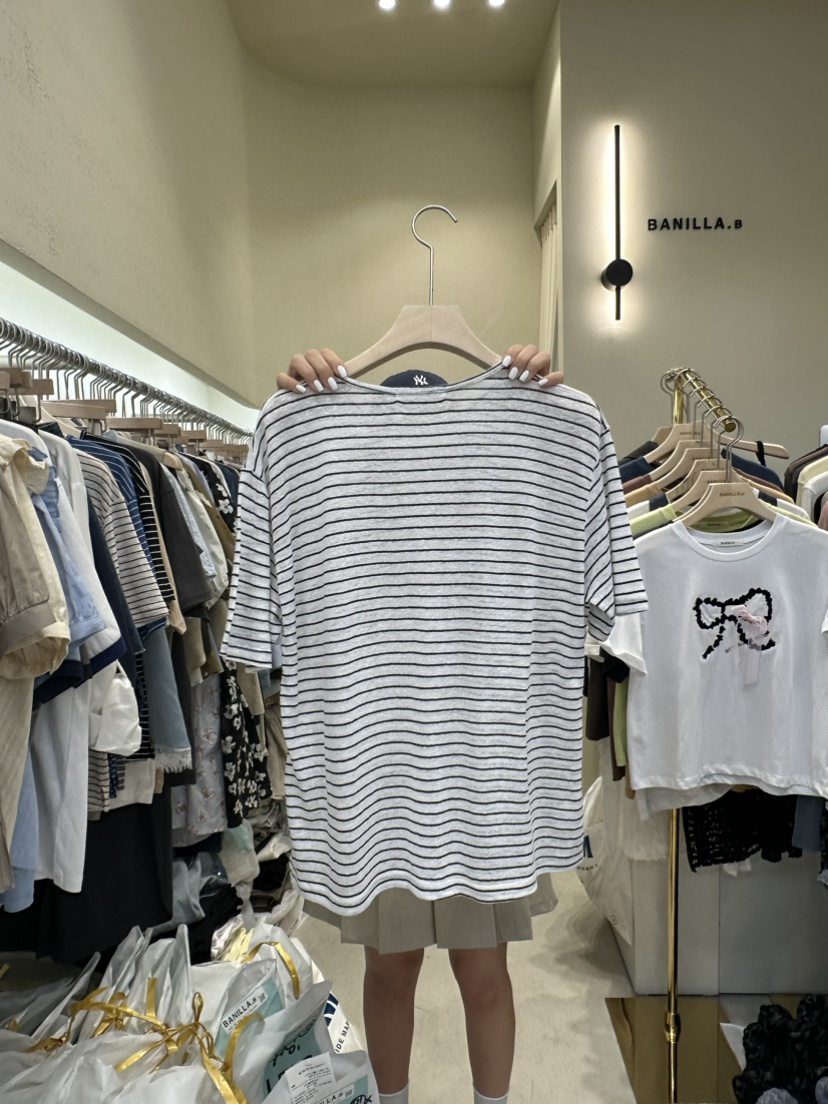 BANILLA.B韓國直郵女裝新品24春夏推薦真品時尚人氣熱賣T恤STAINLESST恤