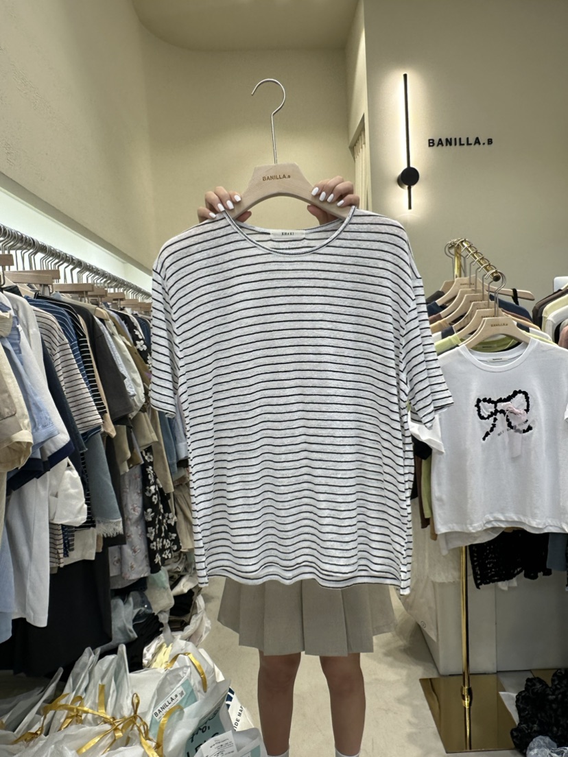 BANILLA.B韓國直郵女裝新品24春夏推薦真品時尚人氣熱賣T恤STAINLESST恤圖色1