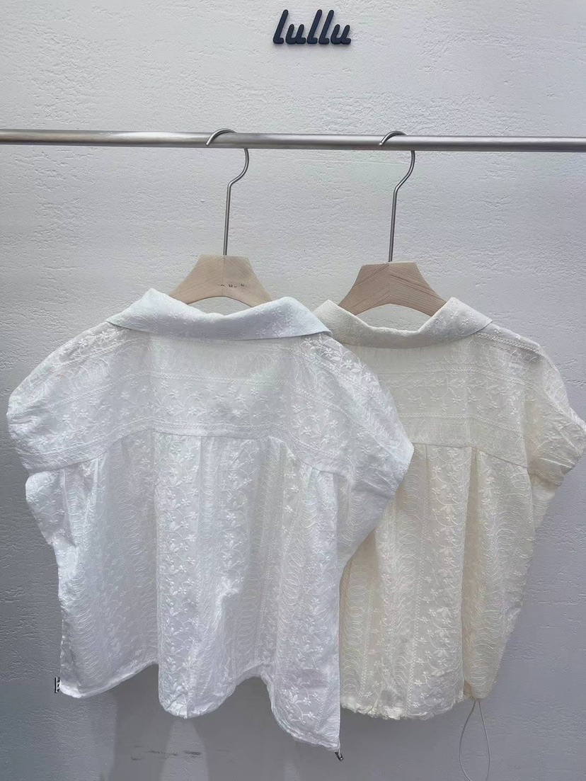 LULULALLA韓國直郵女裝新品24春夏真品人氣襯衫蕾絲衫刺繡LULULALLA襯衫/蕾絲衫