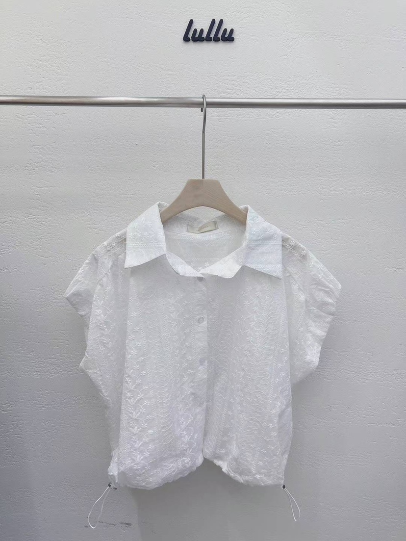 LULULALLA韓國直郵女裝新品24春夏真品人氣襯衫蕾絲衫刺繡LULULALLA襯衫/蕾絲衫圖色1