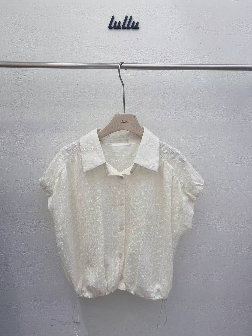 LULULALLA韓國直郵女裝新品24春夏真品人氣襯衫蕾絲衫刺繡LULULALLA襯衫/蕾絲衫圖色2