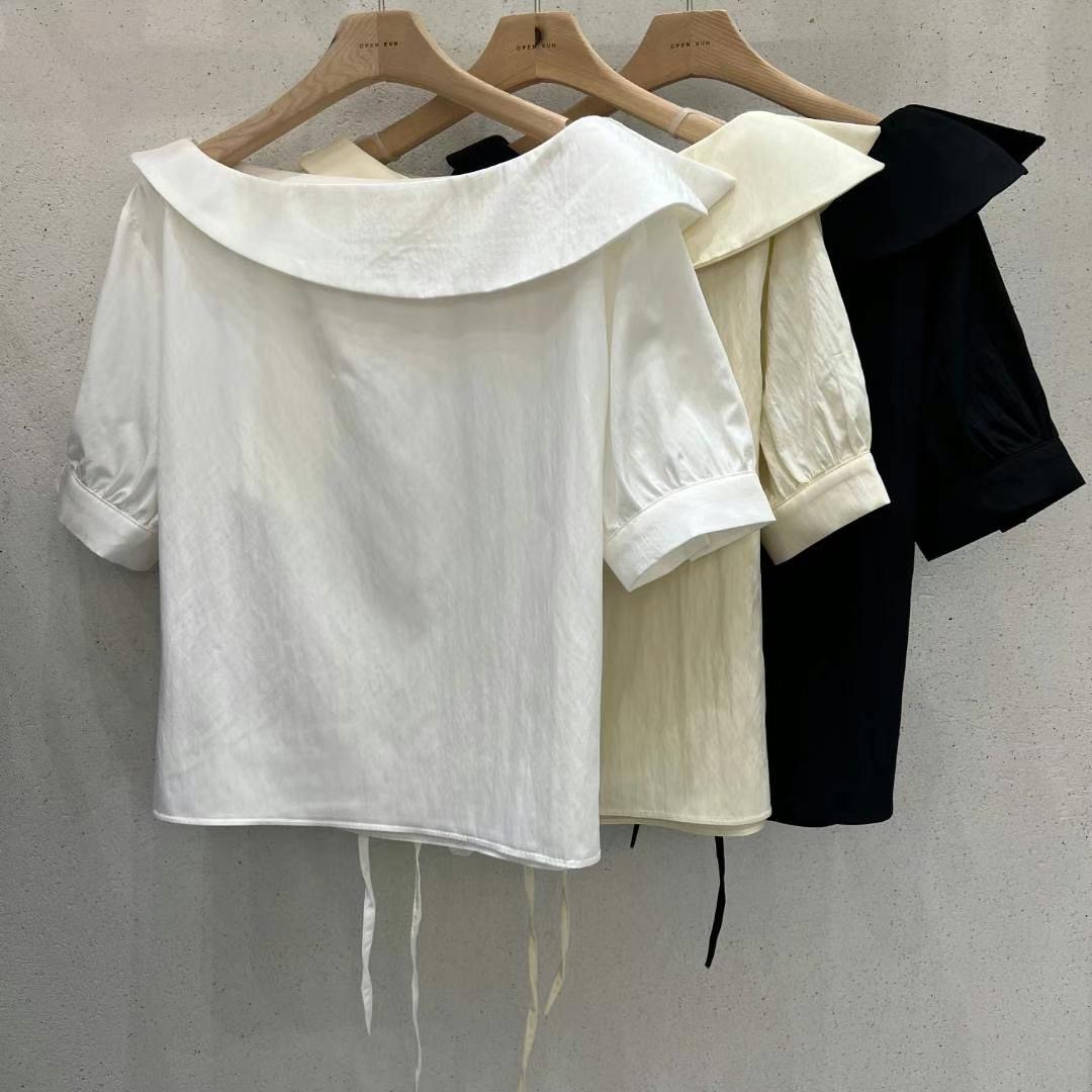 OPENRUN直郵韓國代購女裝新款真品職業休閑24春夏襯衫蕾絲衫BONGBLY襯衫/蕾絲衫