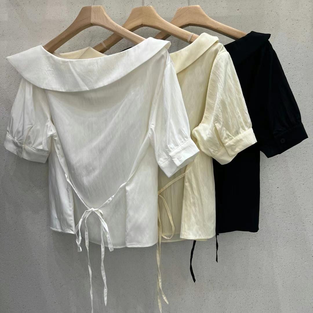OPENRUN直郵韓國代購女裝新款真品職業休閑24春夏襯衫蕾絲衫BONGBLY襯衫/蕾絲衫