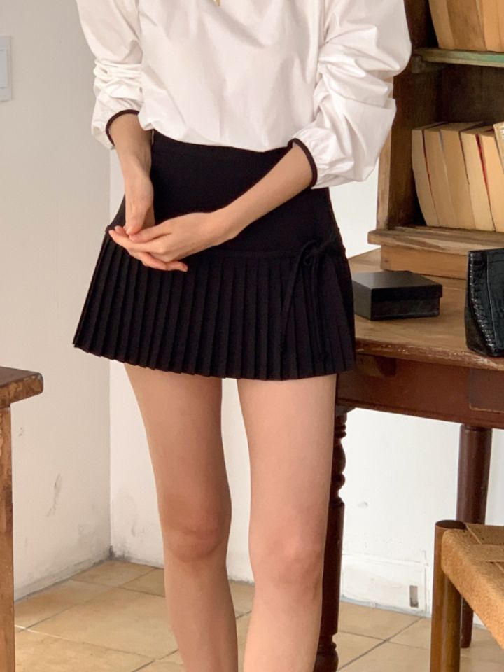 STAY HERE韓國直郵東大門代購女裝新款時尚職業人氣短裙百褶LOVE SOME-OT短裙