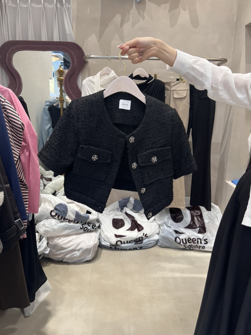 Satine/REWOO直郵韓國代購女裝新款24春夏熱賣推薦夾克花呢Satine/REWOO夾克圖色2