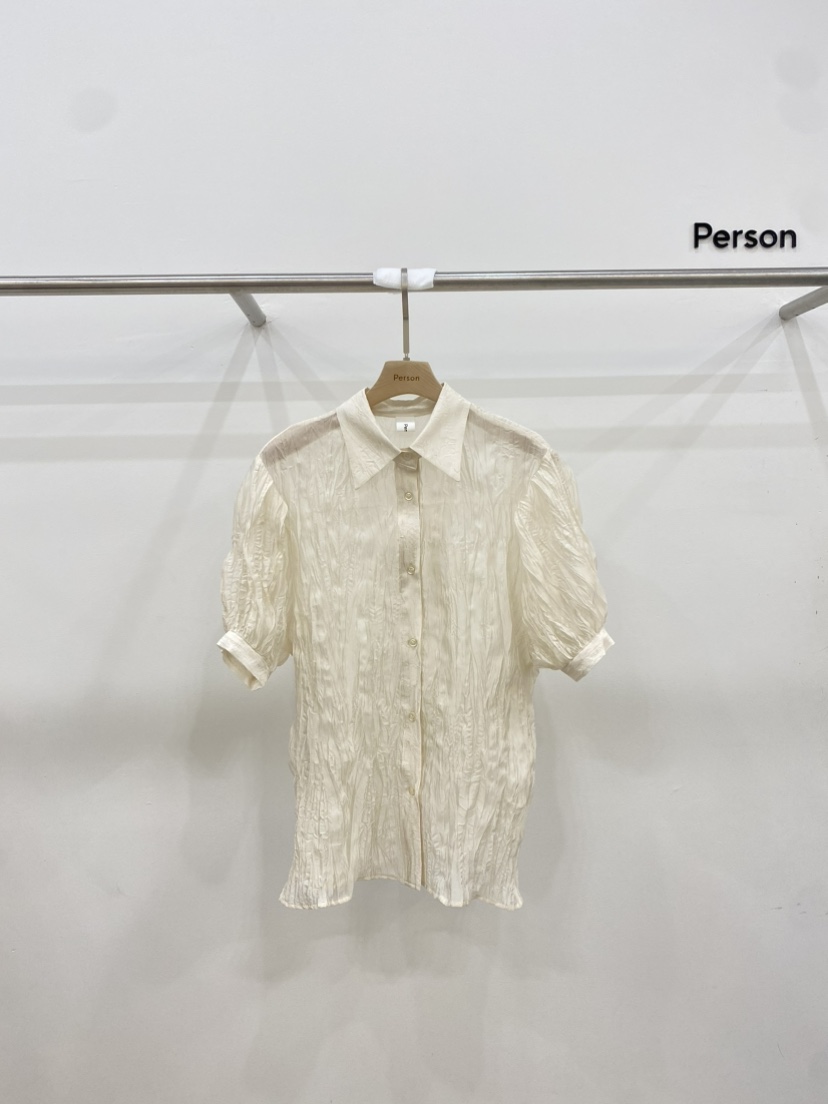 Person韓國代購女士新品時尚熱賣24春夏人氣休閑襯衫蕾絲衫PERSON襯衫/蕾絲衫