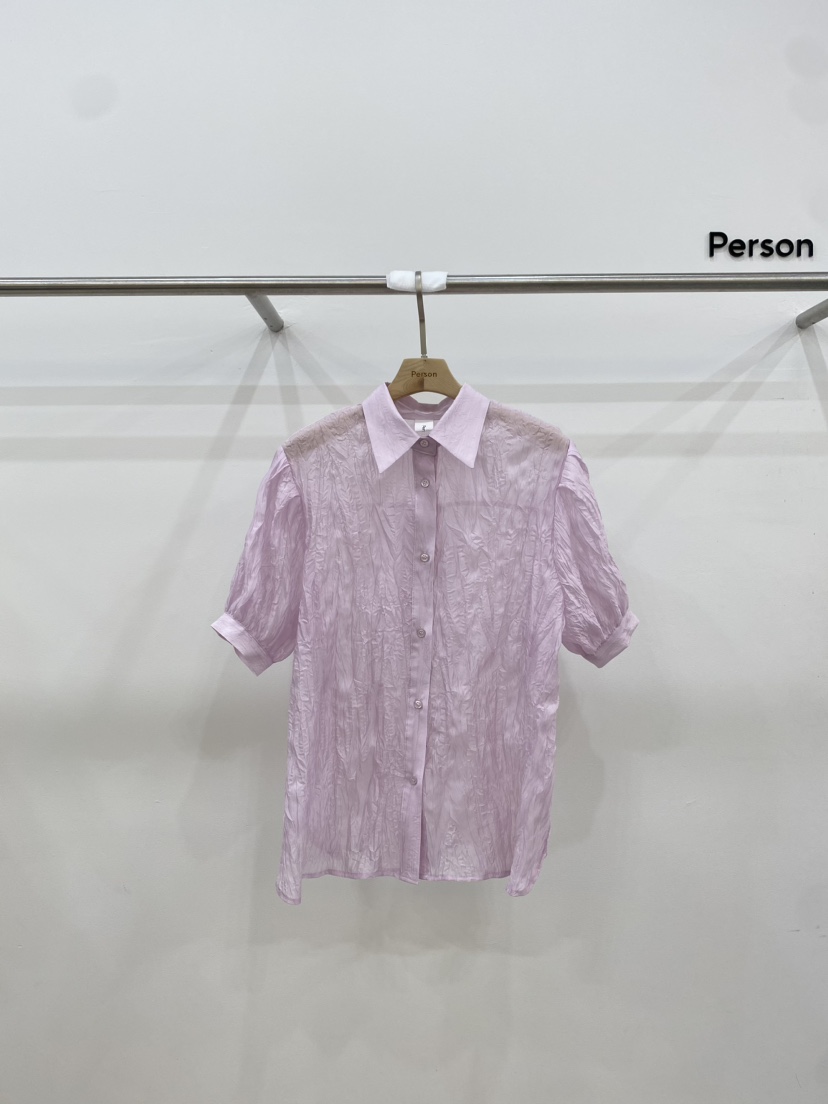 Person韓國代購女士新品時尚熱賣24春夏人氣休閑襯衫蕾絲衫PERSON襯衫/蕾絲衫圖色2