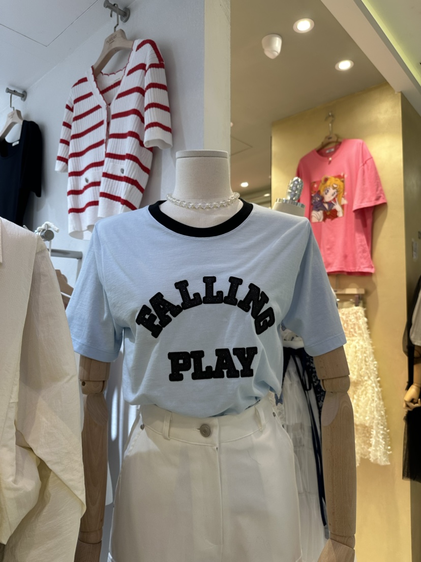 PLAYLIST韓國直郵女裝新款24春夏休閑熱賣推薦人氣真品T恤confettiT恤圖色2