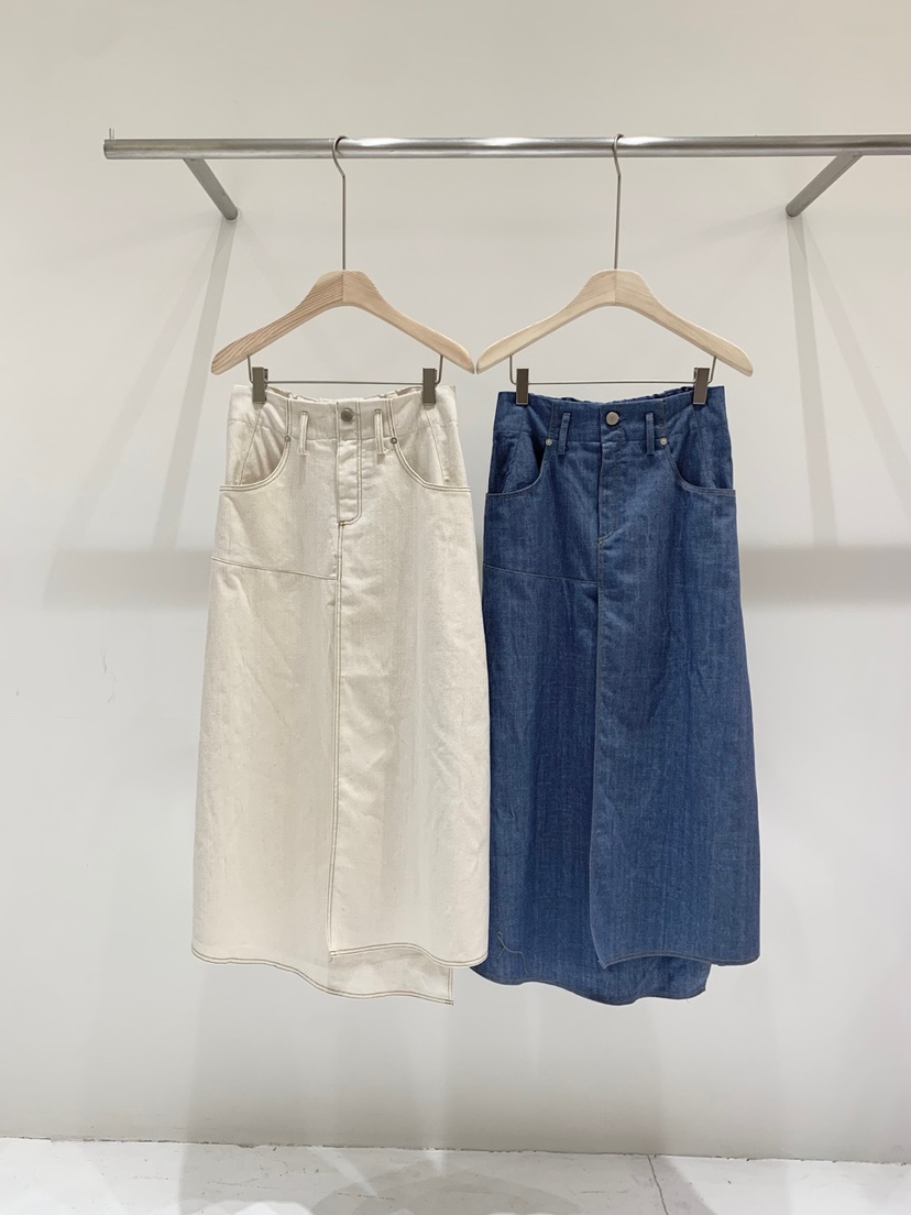FABRIC韓國直郵女裝新品推薦休閑24春夏真品長裙牛仔布喇叭FABRIC長裙