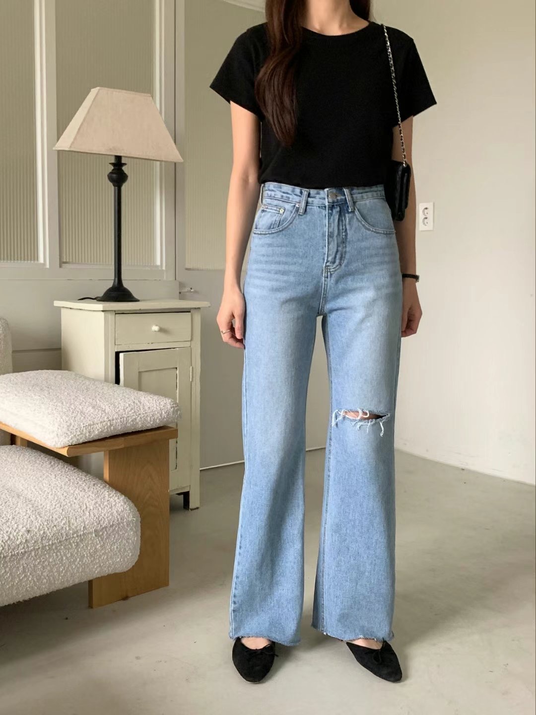 MISSJEAN韓國直郵東大門代購女裝新款24春夏人氣時尚牛仔褲MISSJEAN牛仔褲圖色1