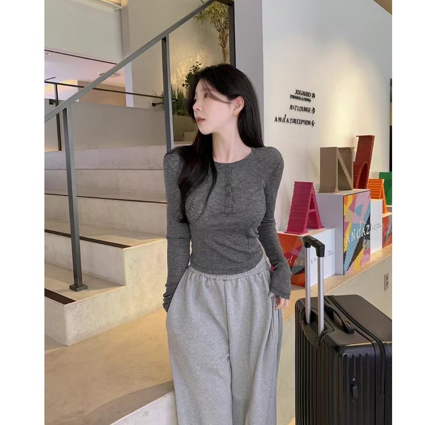 OUR HOUR韓國直郵女裝新款休閑熱賣時尚職業推薦人氣長袖T恤MELLO長袖T恤圖色2