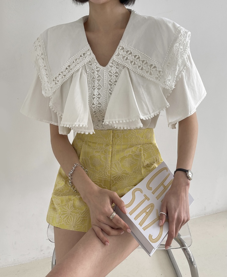 LEA/ASHER-J韓國直郵東大門實拍女裝新品人氣時尚襯衫蕾絲衫이향襯衫/蕾絲衫圖色1