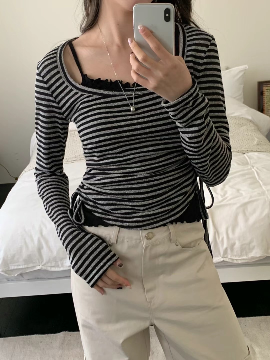 LUSTY直郵韓國代購女裝新款24春夏休閑推薦職業熱賣長袖T恤YOU ARE BEAUTIFUL長袖T恤