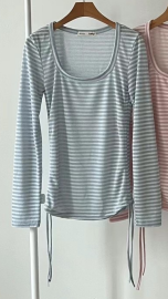 LUSTY直郵韓國代購女裝新款24春夏休閑推薦職業熱賣長袖T恤YOU ARE BEAUTIFUL長袖T恤圖色2