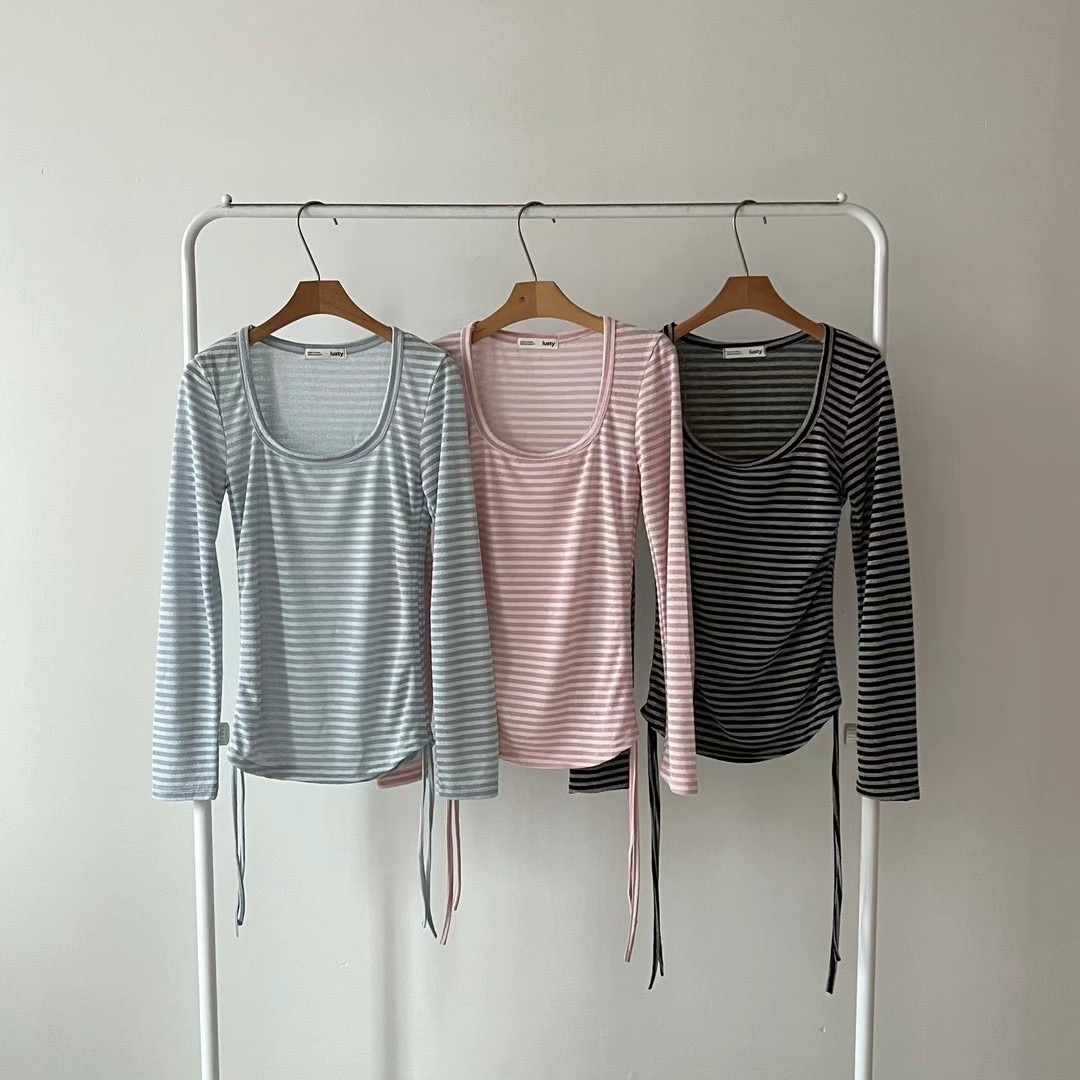 LUSTY直郵韓國代購女裝新款24春夏休閑推薦職業熱賣長袖T恤YOU ARE BEAUTIFUL長袖T恤圖色3左二色