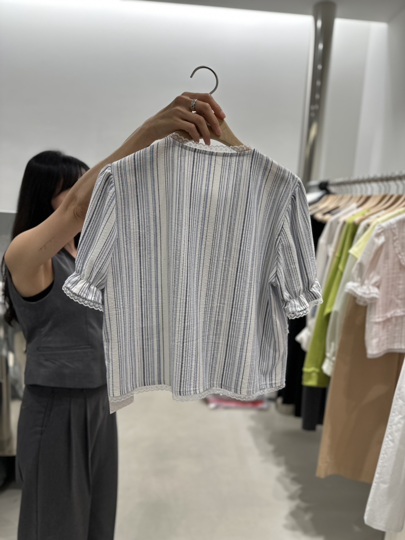 AHOY韓國直郵女裝新款推薦休閑熱賣時尚24春夏襯衫蕾絲衫AHOY襯衫/蕾絲衫