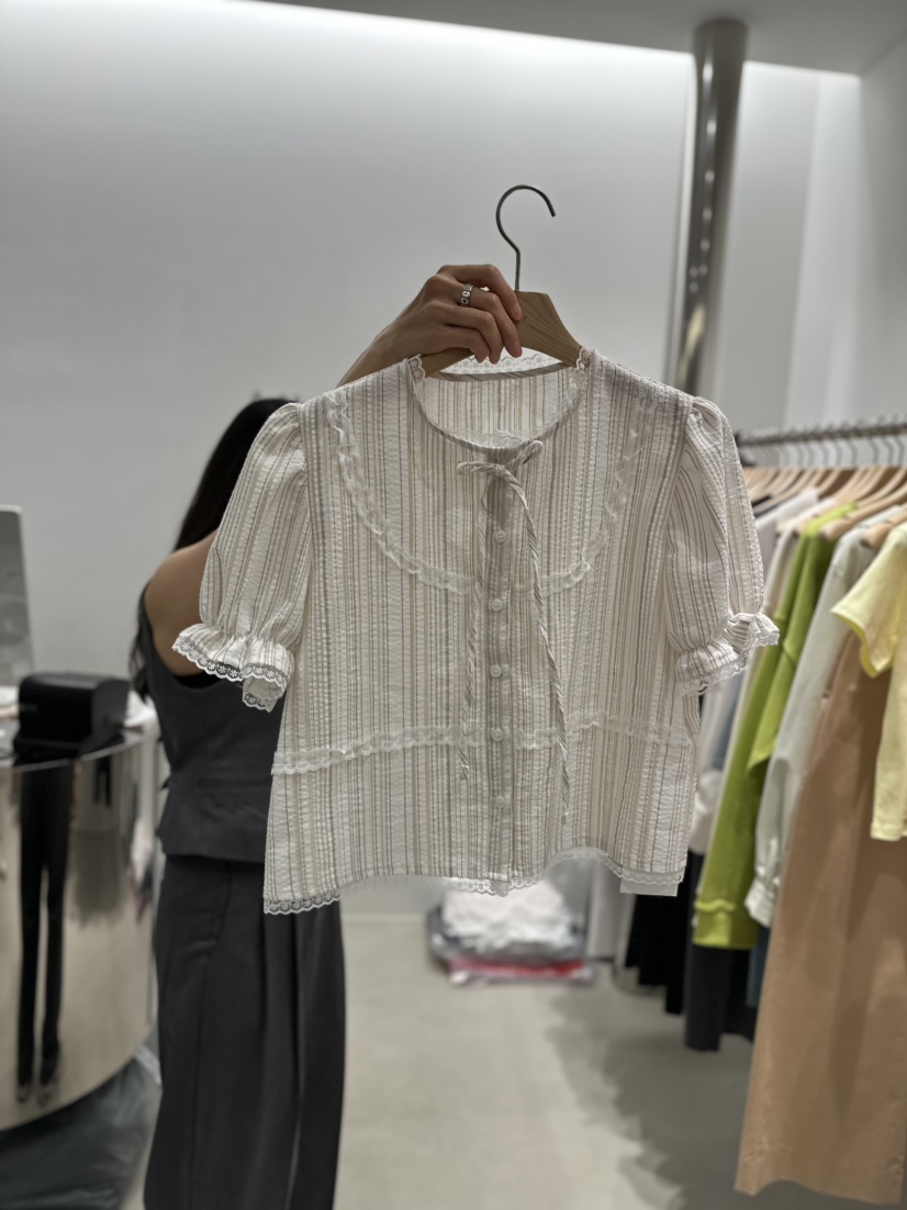 AHOY韓國直郵女裝新款推薦休閑熱賣時尚24春夏襯衫蕾絲衫AHOY襯衫/蕾絲衫圖色1
