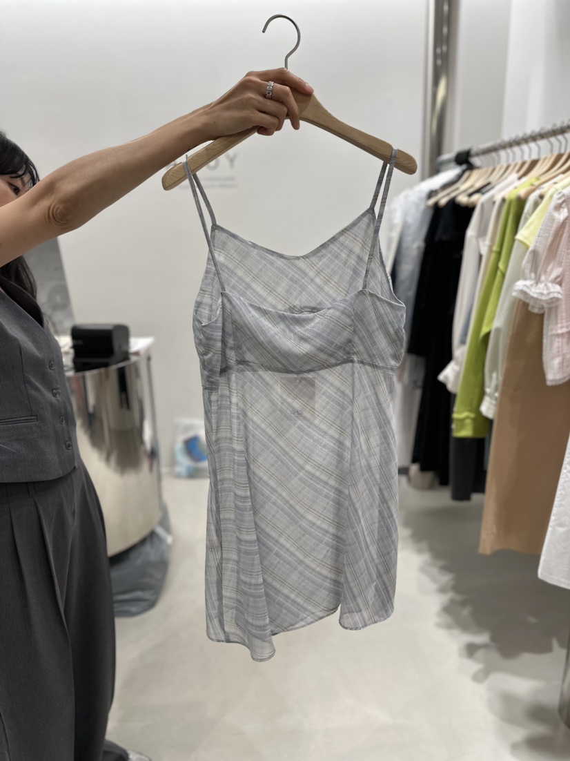 AHOY韓國直郵女裝新款推薦熱賣職業24春夏休閑連衣裙格紋AHOY連衣裙