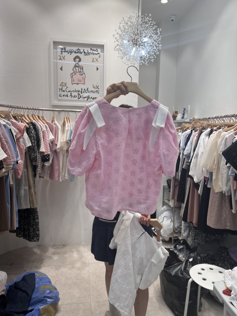ABLE STUDIO直郵韓國代購女士新品人氣熱賣24春夏襯衫蕾絲衫CONFETTI襯衫/蕾絲衫