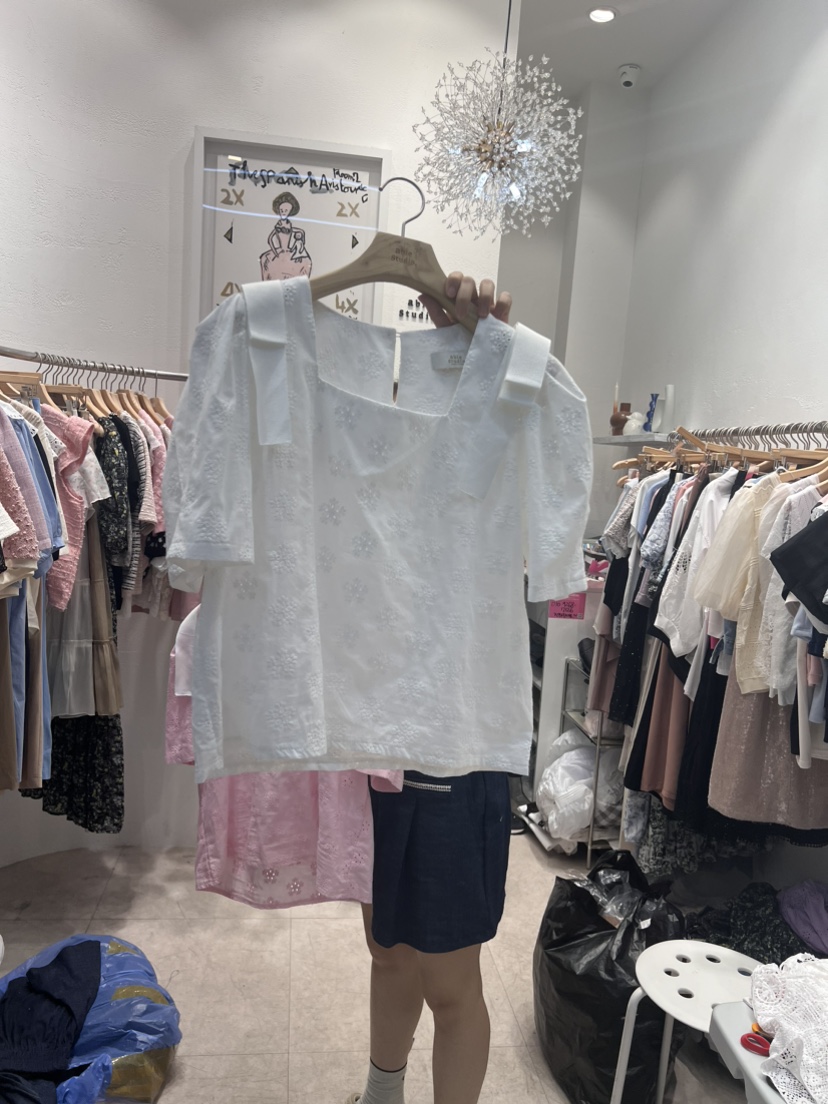 ABLE STUDIO直郵韓國代購女士新品人氣熱賣24春夏襯衫蕾絲衫CONFETTI襯衫/蕾絲衫圖色1