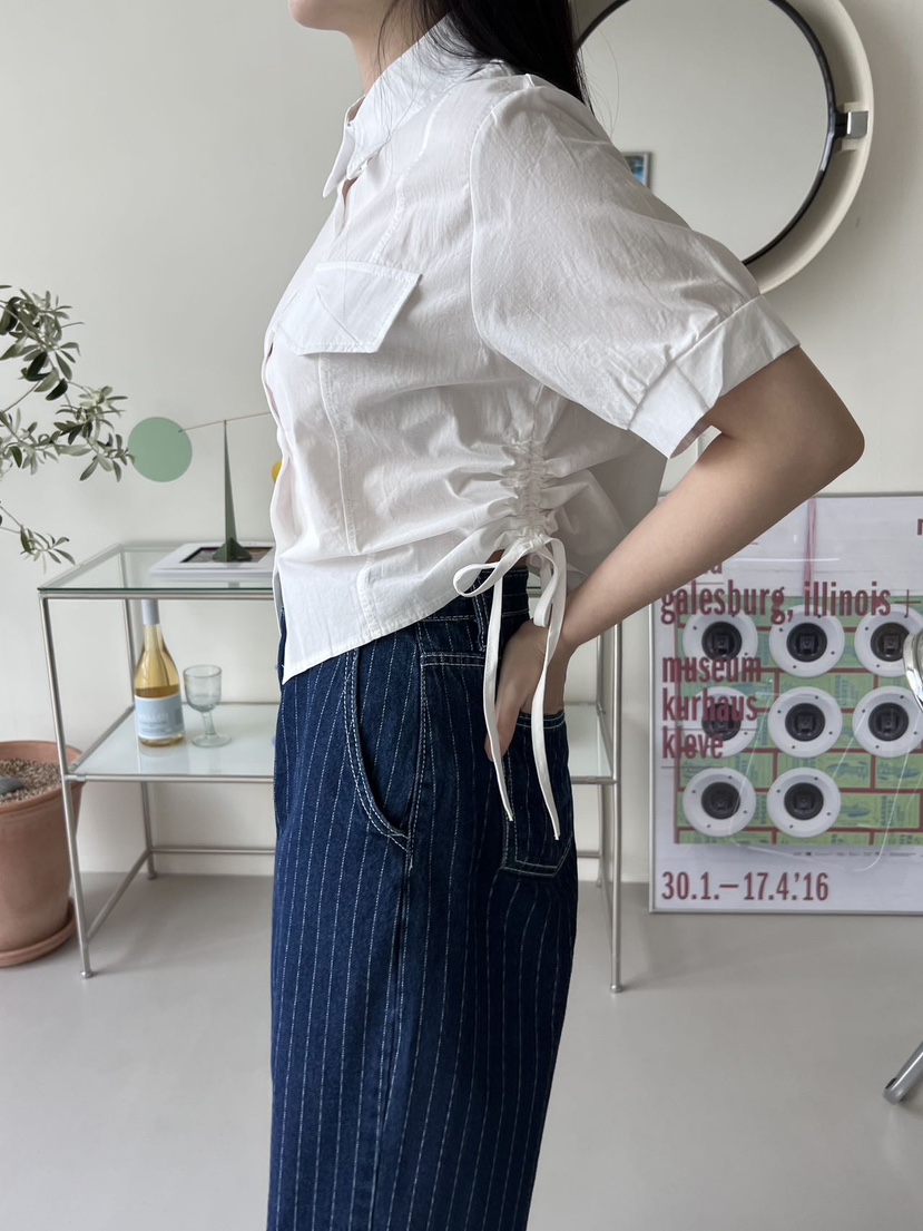 NAME VALUE韓國直郵東大門實拍女裝新款推薦熱賣襯衫蕾絲衫OVER NEAR襯衫/蕾絲衫