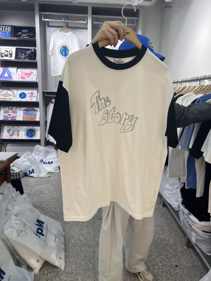 L GREY韓國直郵東大門代購女裝新品職業24春夏人氣熱賣T恤L GREY-男裝T恤