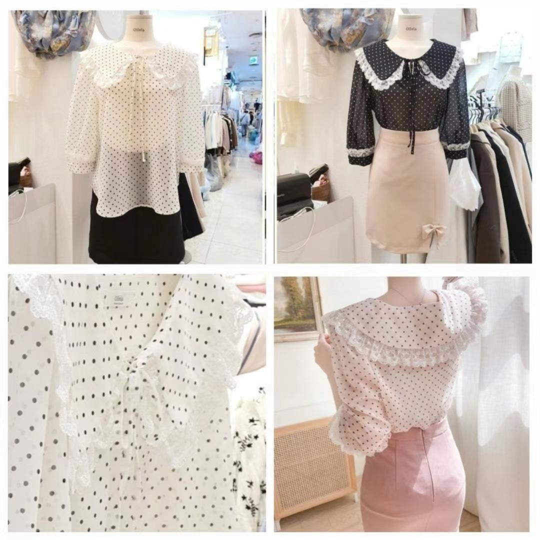 OLIVIA直郵韓國代購女裝新品熱賣24春夏人氣休閑襯衫蕾絲衫OLIVIA襯衫/蕾絲衫