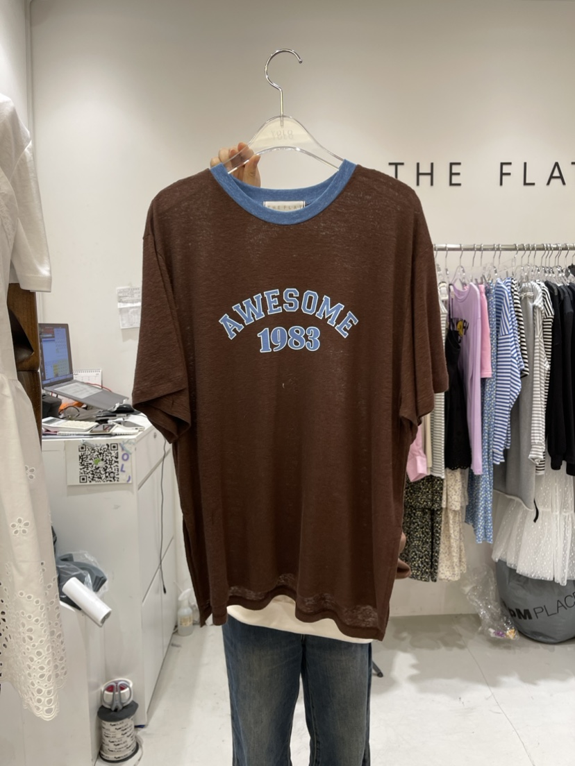 THEFLAT直郵韓國代購女裝新品推薦職業真品時尚休閑熱賣T恤VICTORIA QUEENT恤圖色2