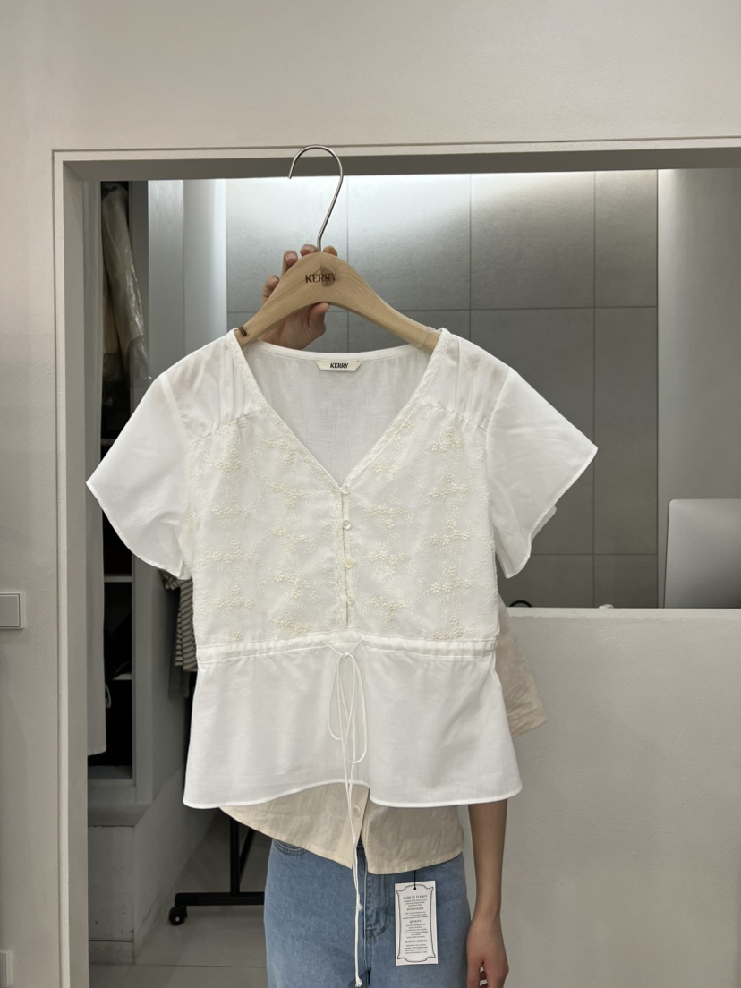 KERRY韓國直郵女裝新品24春夏職業推薦熱賣襯衫蕾絲衫蕾絲KERRY襯衫/蕾絲衫