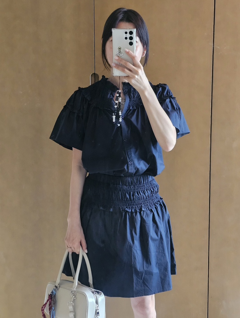 NEOUL韓國直郵東大門代購女裝新品熱賣24春夏職業襯衫蕾絲衫NEOUL/ahin雙領標簽襯衫/蕾絲衫