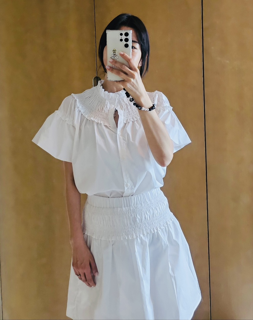 NEOUL韓國直郵東大門代購女裝新品熱賣24春夏職業襯衫蕾絲衫NEOUL/ahin雙領標簽襯衫/蕾絲衫