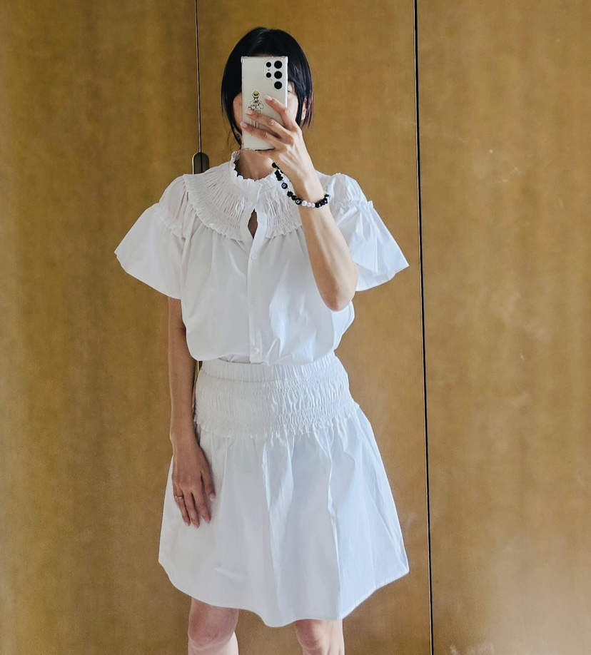 NEOUL韓國直郵東大門代購女裝新品熱賣24春夏職業襯衫蕾絲衫NEOUL/ahin雙領標簽襯衫/蕾絲衫