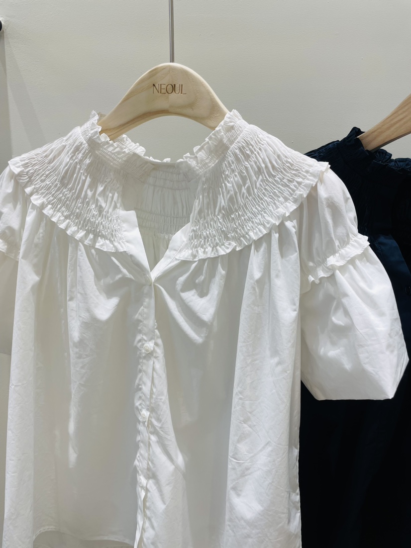 NEOUL韓國直郵東大門代購女裝新品熱賣24春夏職業襯衫蕾絲衫NEOUL/ahin雙領標簽襯衫/蕾絲衫圖色2