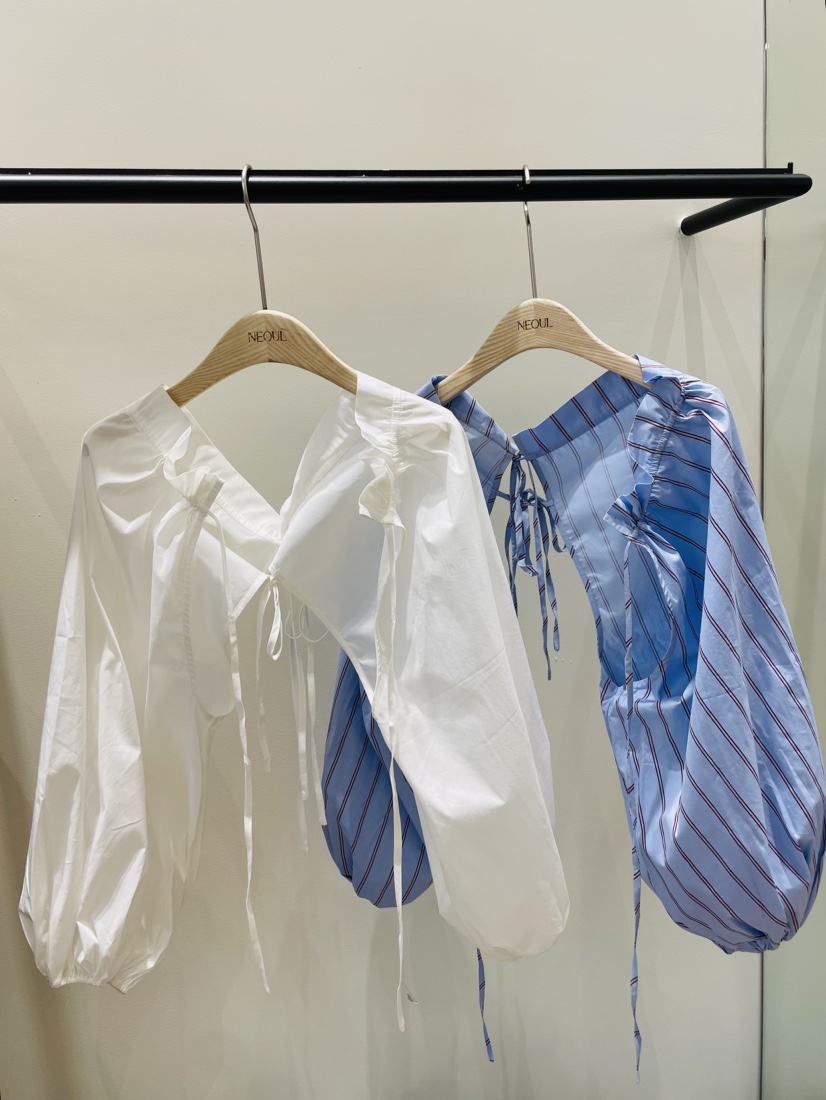 NEOUL直郵韓國代購女裝新款推薦真品職業人氣24春夏襯衫蕾絲衫NEOUL/ahin雙領標簽襯衫/蕾絲衫