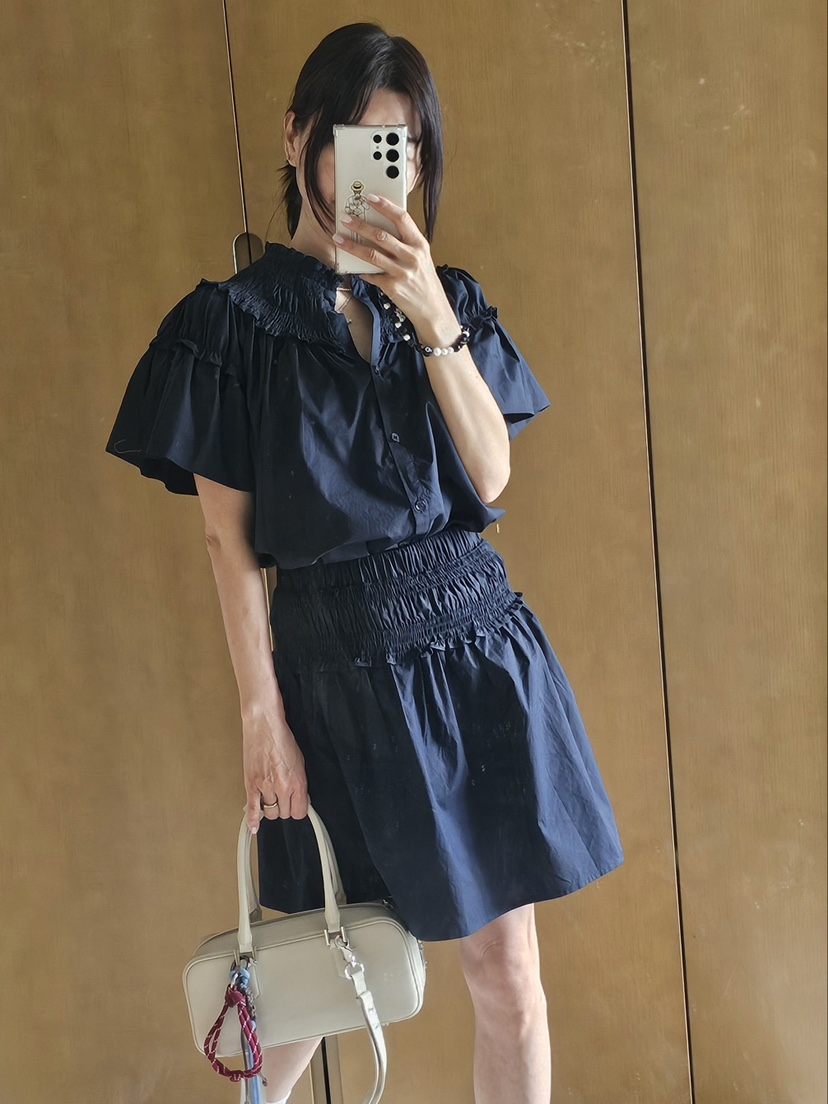 NEOUL直郵韓國代購女裝新款推薦24春夏休閑人氣真品熱賣短裙NEOUL/ahin雙領標簽短裙