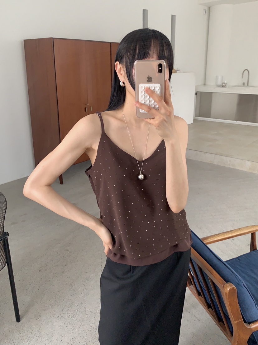 US韓國直郵東大門代購女裝新款人氣24春夏真品休閑吊帶背心US吊帶/背心
